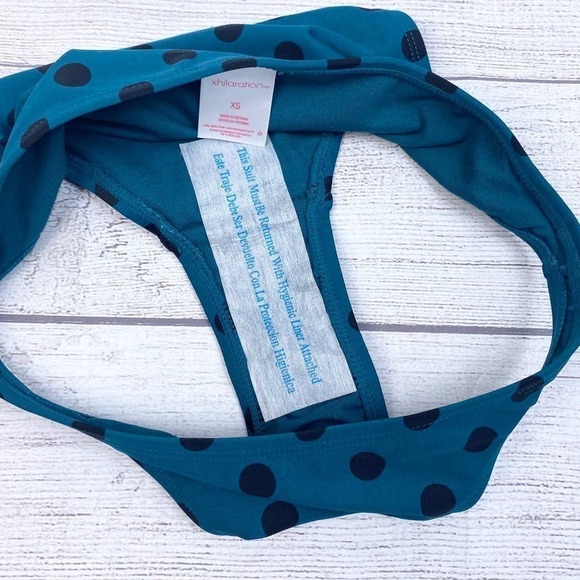 NEW Xhilaration Deep Turquoise and Black polka dot Bikini Bottom XS - Picture 7 of 8